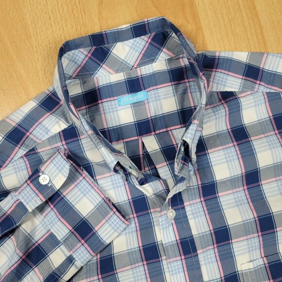 J. Mclaughlin Shirt‎ Men's Size Medium Stretch Dress Plaid Long Sleeve Button - Picture 1 of 7